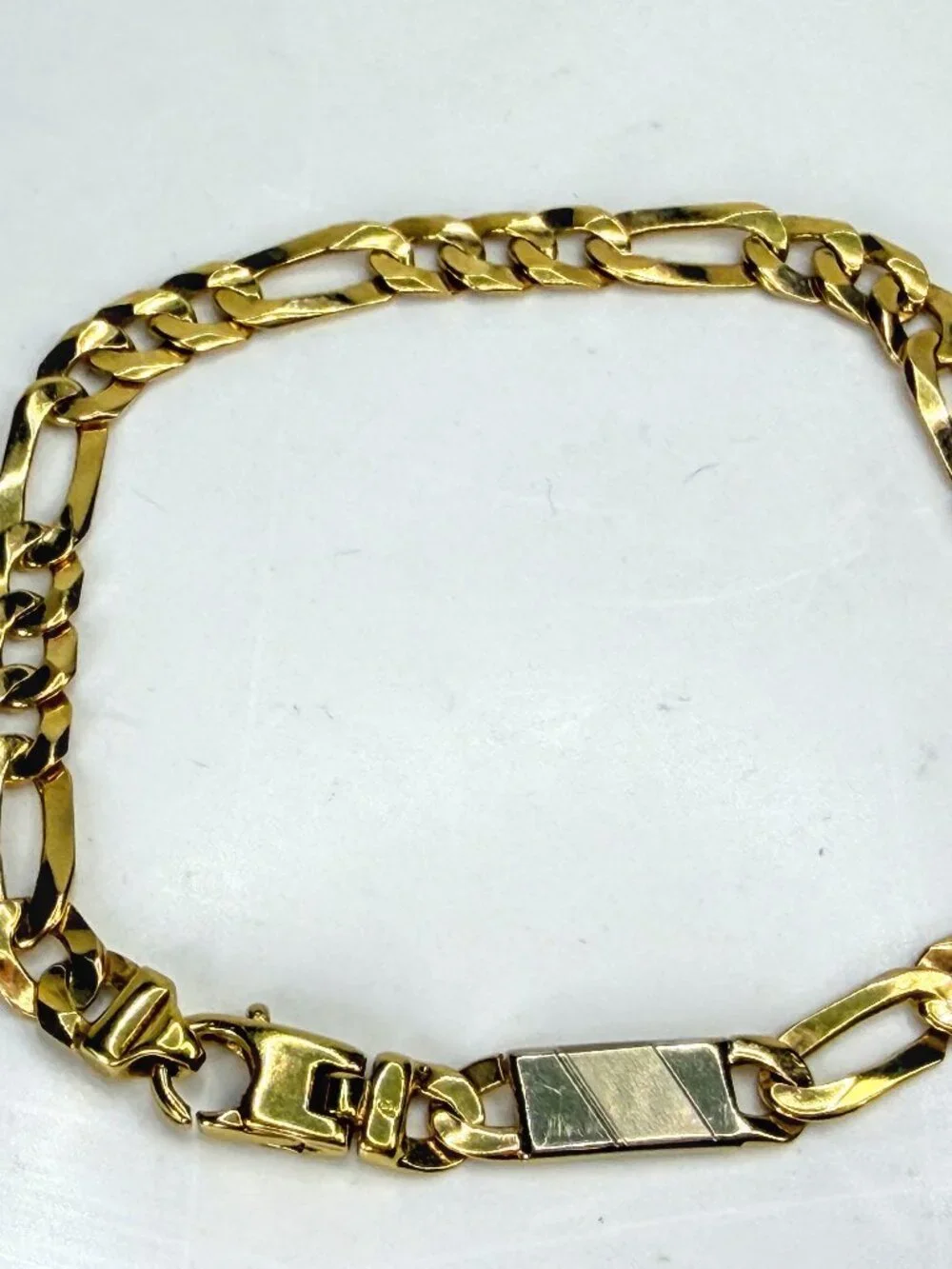 14K Bicolor 6.35mm Gold Fancy Link Bracelet 8 1/4 Inch 8.25
